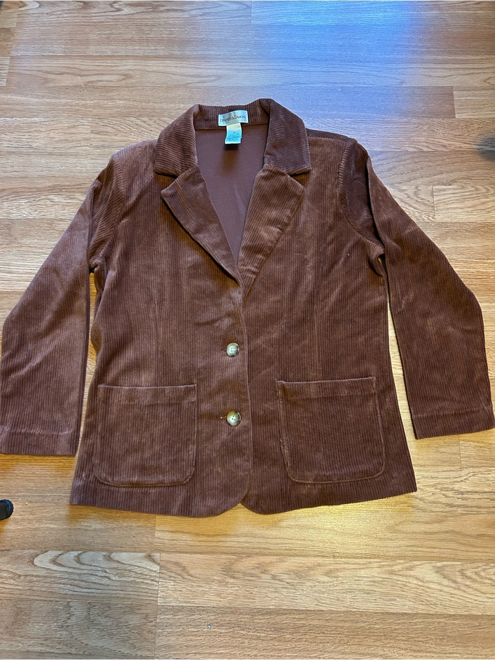 Brown Corduroy Women's Blazer Jacket - Classic Two-Button Coat.Size PS
